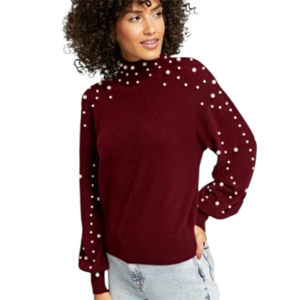 Charter Club Cashmere Pearl Mock-Neck Sweater